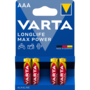Elem AAA mikro LR03 Longlife Max Power 4 db/csomag, Varta