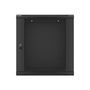 Lanberg WF01-6412-10B 19" 12U SZÉL:600mm MÉLY:450mm MAG:640mm lapraszerelt üvegajtós fekete fali rack szekrény