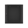 Lanberg WF01-6612-10B 19" 12U SZÉL:600mm MÉLY:600mm MAG:640mm lapraszerelt üvegajtós fekete fali rack szekrény