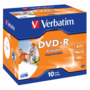 VERBATIM 43521 DVD-R 4,7GB/16x/nyomtatható felület/egyszer írható DVD 10db/csomag