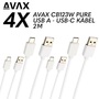 AVAX CB123W – 4X 2m 2,1A USB-C Gyorstöltő kábelcsomag