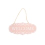 IRIS bádog akakasztós kopogtató, welcome felirattal, rózsaszín 17,5 cm