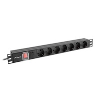 Szekr. x 220V Elosztó 7-es 10A 2m 7xSchukoC14PDU-07F-0200-IEC-BK
