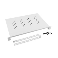 Lanberg AK-1004-S 19" 1U MÉLY:300mm MAX:25kg fix szürke polc 4 ponton rögzített csavarral