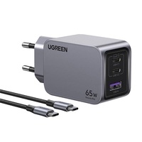 UGREEN Nexode Pro 65W USB/2xUSB-C fekete hálózati töltő + Type-C kábel