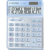 CTIFREE CL-140E BLUE kék ergonómikus számológép, 145x198mm, 14 számjegy, dual power, 2 év garancia