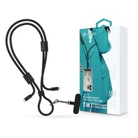 Devia ST124981 Cable Pro5 Woven 1,6m 27W PD Type-C - Lightning fekete adat- és töltőkábel + nyakpánt Devia ST124981 Cable Pro5 Woven 1,6m 27W PD Type-C - Lightning fekete adat- és töltőkábel + nyakpánt