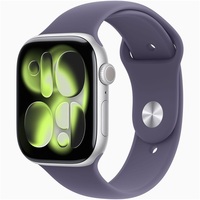 Apple Watch S11 GPS-es (46mm) ezüst alumínium tok, ködös lila S/M sportszíjas okosóra Apple Watch S11 GPS-es (46mm) ezüst alumínium tok, ködös lila S/M sportszíjas okosóra