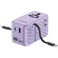 Verbatim 30188 Charge n Travel 70W lila univerzális utazó adapter 2xUSB-C kábellel